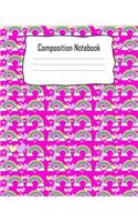 Composition Notebook: Rainbow Hearts Pink Composition Notebook Back to School 7.5 x 9.25 Inches 100 College Ruled Pages Journal Diary Gift Girls Teens Cute Purple