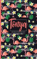 Tonya: Black Personalized Lined Journal with Inspirational Quotes