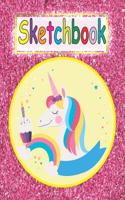 Sketchbook: Cute Unicorn Pink Glitter Effect Background, Large Blank Sketchbook for Girls, Blank Paper for Drawing, Doodling or Sketching (Sketchbooks for Kids)(8 Unicorn Sketchbook)