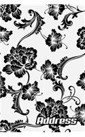 Address.: Address Book. (Vol. C44) Black Flower Cover Design. Glossy Cover, Contract Large Print, Font, 6" x 9" For Contacts, Addresses, Phone Numbers, Emails(Address Book Pro Edition.)