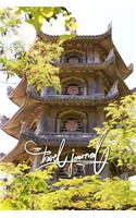 Travel Journal: 6x9 Inch Lined Journal/Notebook - Pagoda