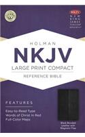 NKJV Large Print Compact Reference Bible, Black Bonded Leather with Magnetic Flap