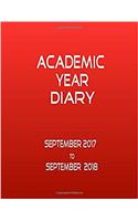 Academic Year Diary - Sept 2017 - Sept 2018 - Large - Red: Week on Two Pages - Year Planner - 8.5 X 11 Size