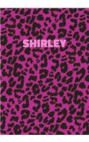 Shirley: Personalized Pink Leopard Print Notebook (Animal Skin Pattern). College Ruled (Lined) Journal for Notes, Diary, Journaling. Wild Cat Theme Design wi