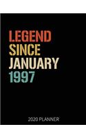 Legend Since January 1997 2020 Planner: 23rd Birthday 2020 Weekly Planner Includes Daily Planner & Monthly Overview - Personal Organizer With 2020 Calendar - 8.5x11 Inch White Paper