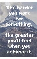 The harder you work for something, the greater you'll feel when you achieve it.