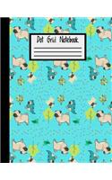 Dot Grid Notebook: Large 8.5 x 11 Size - 100 Dotted Pages - Fun Pug/Dog Cover Dot Grid Journal