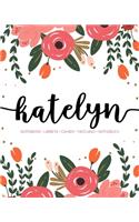 Katelyn: Notebook - Libreta - Cahier - Taccuino - Notizbuch: 110 pages paginas seiten pagine: Modern Florals First Name Notebook in Coral, Pink & Orange on W