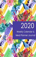 2020 Weekly Calendar & Meal Planner Journal: Watercolor Flowers & Succulents Rainbow Design Cover