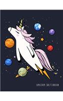 Unicorn Sketchbook: Sketch Book for Kids Girls Funny Flying Unicorn Space Notebook Journal Teen Students Blank Pages for Drawing Sketching Doodling Large, 8.5 x 11