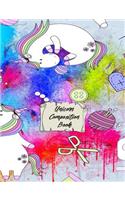 Unicorn Composition Book: 7.44 X 9.69 Cute Unicorn Unlined Journal Paper Notebook with Numbered Pages Unique Back to School, Appreciation, Sketchbook, Birthday, Christmas, Co