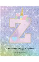 Z: Monogram Initial Z Journal Notebook for Unicorn Believers