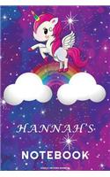 Hannah's Unicorn Rainbow Notebook: Lined Notebook