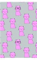 Bullet Journal Notebook for Cat Lovers Pink Cats on Grey: 112 Page Numbered Graph Style Grid Bullet Journal with Index Pages and Key Pages in Portable 6 X 9 Size