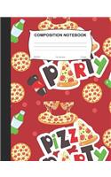 Composition Notebook: Pizza Party Wide Ruled Lined Journal