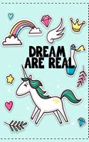 Dream Are Real: Unicorn Notebook: Inspirational Journal & Doodle Diary:: 100+ Pages of Lined & Blank Paper for Writing and Drawing (Unicorn Notebooks)