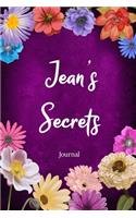 Jean's Secrets Journal: Custom Personalized Gift for Jean, Floral Pink Lined Notebook Journal to Write in with Colorful Flowers on Cover.