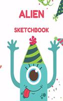 Alien Sketchbook: 8.5X11 inches notebook, blank page journal, 100 pages plank paper for sketcher, kids, boys, girls, men, women, for drawing in Alien, spaceship, mons