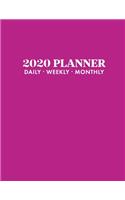 2020 Weekly Planner: 2020 Monthly Planner for January 2020 - December 2020 + Monthly Calendar w/ Notes, To Do List Section, Includes Important Dates, Birthday, Goals + N