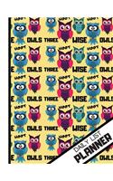 Daily List Planner: Three Wise Owls Bird Yellow Pattern Novelty Tasks Gift - Owl Daily List Planner for Girls, Boys, Students, Women