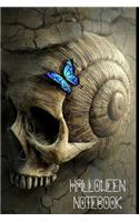 Halloween Notebook: Wide Ruled Journal for Notes - Skull and Butterfly