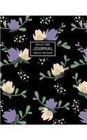 Bullet Grid Journal: Circle the Date: Large Dot Grid Notebook for Bulleted List Journaling with Circle the Date Feature Elegant Black with Purple and Cream Flowers