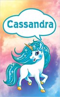 Cassandra: Personalized Unicorn Handwriting Practice Paper for Kids Notebook with Dotted Lined Sheets for K-3 Students Featuring 120 Lined Pages 6x9