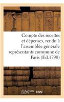 Compte Des Recettes Et Dépenses, Rendu À l'Assemblée Générale Des Représentants Commune de Paris