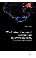 What drives investment analyst stock recommendations?