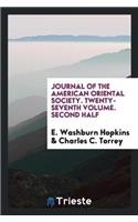 Journal of the American Oriental Society. Twenty-Seventh Volume. Second Half