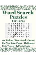 Word Search Puzzles for Teens