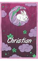 Christian: personalized notebook sleeping bunny on the moon with stars softcover 120 pages blank useful as notebook, dream diary, scrapbook, journal or gift id