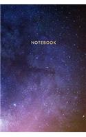 Notebook: Purple Milky Way Galaxy Outer Space - Journal for Girls and Boys, Kids, School, Students and Teachers - 6 x 9, 100 Blank Lined Pages