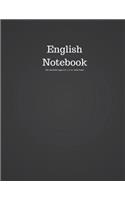 English Notebook 100 Sheet/200 Pages 8.5 X 11 In.-Wide Ruled: Black Notebook for School - Subject English Journal - Writing Composition Book - Soft Cover