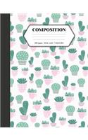 Composition: Book - Wide Ruled - Cute Notebook with Pink Cactus And Succulents - Journal for Students / Teachers - 7.44 x 9.69(Back to School Notebooks)