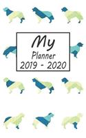 My Planner 2019 - 2020: Golden Retriever Dog Blue Pattern Weekly Planner 2019 - 2020: 24 Month Agenda - Calendar, Organizer, Notes, Goals & to Do Lists