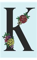 K: Floral Monogram, 6x9, 120-Pages, Lined Notebook