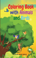 Coloring Book with Animals and Birds