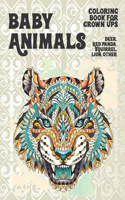 Baby Animals - Coloring Book for Grown-Ups - Deer, Red panda, Squirrel, Lion, other