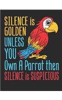 Silence Is Golden Unless You Own A Parrot Then Silence Is Suspicious: Parrot Notebook, Blank Paperback Book, Parrot Owner Gift, 150 pages, college ruled