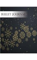 Bullet Journal Notebook, Dotted Grid, Graph Grid-Lined Paper, Large, 8x10, 150 Pages: Black Night Christmas Snowflakes and Star Light: Master Journaling with Bullet Guide System Professional Journal