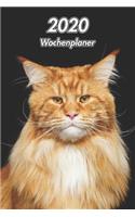 2020 Wochenplaner: Maine Coon - 107 Seiten, 15cm x 23cm ca. A5 - Taschenkalender - Terminplaner - Tagebuch - Terminkalender - Organizer für Katzenliebhaber