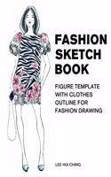 Fashion Sketch Book Figure Template with Clothes Outline for Fashion Drawing