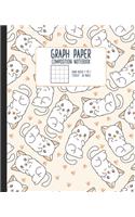 Graph Paper Composition Notebook: Quad Ruled 5 Squares to 1 Inch Grid Paper Science & Math Graphing Notebook 5x5 7.5 x 9.25: Cute Kawaii Cat Pattern