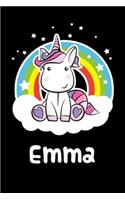 Emma: Personalized Name Notebook Blank Journal For Girls Or Women With Unicorn