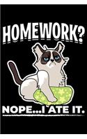 Homework? Nope... I ate it.: Lined A5 Notebook for Cat Journal