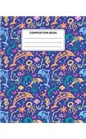 Dolphin Composition Notebook - Underwater Pattern