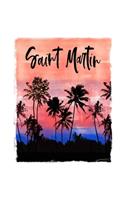 Saint Martin: Caribbean Christmas Notebook With Lined Wide Ruled Paper For Taking Notes. Stylish Tropical Travel Journal Diary 5 x 8 Inch Soft Cover. For Home, Wo