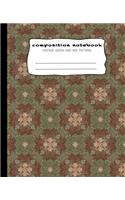 Composition Notebook: Vintage Green and Red Pattern: Composition Journal with Wide Ruled Paper, 7.5in x 9.25 in and 100 pages book for teens, girls, boys, kids, teachers 