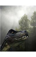 Dinosaur in Forest Handwriting Practice Book: 8.5 x 11 Handwriting Paper 150 pages (75 sheets)